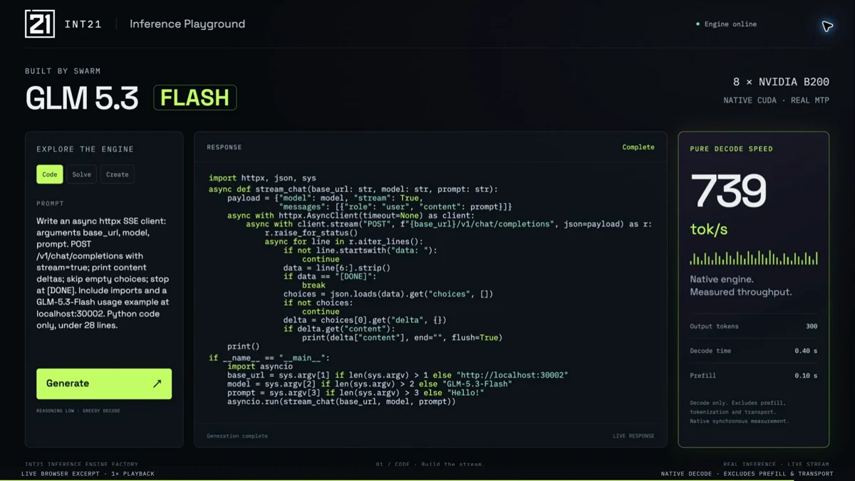 GLM 5.3 Flash inference demo
